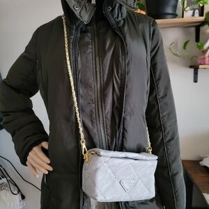 Elegant Gray Quilted Chain Bag